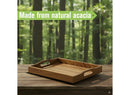 Rectangular Wooden Serving Tray with Handles - Brown