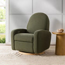 Nami Electronic Recliner and Swivel Glider Recliner with USB port - Olive Boucle with Light Wood Base