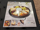 18" Large Acacia Wood Lazy Susan with Chalkboard Edge