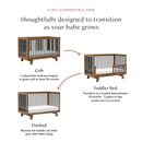 Hudson 3-in-1 Convertible Crib - Natural Walnut/Black