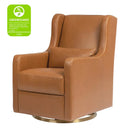 Wally Swivel Glider in Tan Vegan Leather w/Gold Base