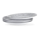 Stamping Stoneware Dinner Plate Set of 4 - White/Black