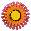 8" Orange Flower on Fuchsia Petals Kinetic Sculpture