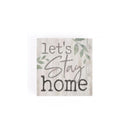 Word Block Wooden Sign, Let's Stay Home, 3.5"