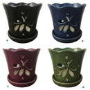 Border Concepts Butterfly Orchid Pot w/ Attached Saucer, 5-Inch (Colors Vary)