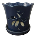 Border Concepts Butterfly Orchid Pot w/ Attached Saucer, 5-Inch (Colors Vary)