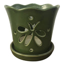 Border Concepts Butterfly Orchid Pot w/ Attached Saucer, 5-Inch (Colors Vary)