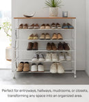Five-Tier Rolling Shoe Rack - White
