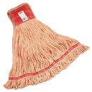 Rubbermaid Web Foot Wet Mop, Large, Orange W/Red Headband, Cotton/Synthetic Blend, 6/Carton - RCPA153ORA