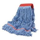 Boardwalk Cotton Mop Heads, Cotton/Synthetic, Large, Looped End, Wideband, Blue, 12/Ct - BWKLM30311L