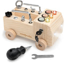 Busy Board Truck Toy Set for Kids 3+ - Natural Wood