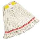 Rubbermaid Web Foot Wet Mops, Cotton/Synthetic, White, Small, 1" Yellow Headband,6/Carton - RCPA111WHI