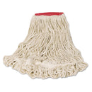 Rubbermaid Super Stitch Looped-End Wet Mop Head, Cotton/Synthetic, Large Size, Red/White - RCPD253WHI