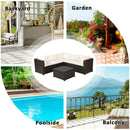 6 Pieces Patio Furniture Sofa Set With Cushions for Outdoor-Beige
