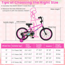 18 Inch Kids Bike With Training Wheels for Ages 4-8 Years Old Pink- Street Art Time