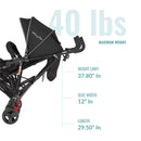 Volgo Umbrella Double Stroller - Black