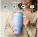 40oz Cold1 Vacuum Insulated Stainless Steel Straw Tumbler Mug Glacier: Dishwasher-Safe, Portable Drinkware