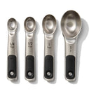 4pc Stainless Steel Magnetic Measuring Spoons Black