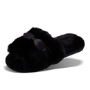 Satin Bow Slippers, Black, S