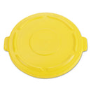 Rubbermaid Vented Round Brute Flat Top Lid, 24.5W X 1.5H, Yellow - RCP264560YEL