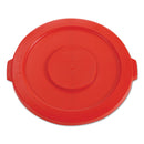 Rubbermaid Round Flat Top Lid, For 32 Gal Round Brute Containers, 22.25" Diameter, Red - RCP2631RED