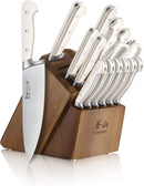 Adams Series German Steel Forged 15-Piece Knife Block Set, White