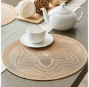 Round Woven Floral Placemats - Set of 6
