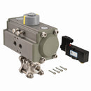 Dynaquip 1 in Spring Return - Fail Close Pneumatic Actuated Ball Valve, 3-Piece - P3S25AJSR06310A