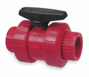 Chemtrol Ball Valve, Kynar(R), Inline, 2-Piece, Pipe Size 1 1/2 in, Connection Type FNPT x FNPT - T65TB-V 11/2