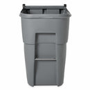 Rubbermaid 95 gal Rectangular Rollout Trash Can, Plastic, Gray - FG9W2200GRAY