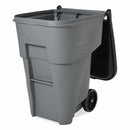 Rubbermaid 95 gal Rectangular Rollout Trash Can, Plastic, Gray - FG9W2200GRAY