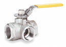 Milwaukee Valve Ball Valve, 316 Stainless Steel, 3-Way, 2-Piece, Pipe Size 3/4 in - BA3WDSLH 3/4