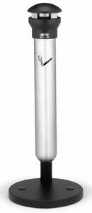 Rubbermaid 1 1/4 gal Cigarette Receptacle, 39 1/2 in Height, 15 1/2 in Base Dia., Metal, Silver - FG9W3100SSBLA