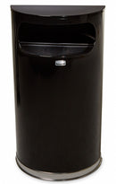 Rubbermaid 9 gal Half-Round Fire-Resistant Wastebasket, Metal, Black - FGSO820PLBK