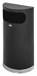 Rubbermaid 9 gal Half-Round Fire-Resistant Wastebasket, Metal, Black - FGSO820PLBK