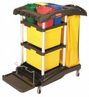 Rubbermaid Black, Microfiber Janitor Cart, Overall Length 48 1/4 in, Overall Width 22 in - FG9T7400BLA