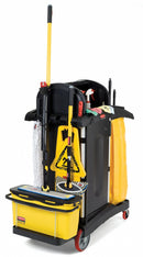 Rubbermaid Black, Microfiber Janitor Cart, Overall Length 48 1/4 in, Overall Width 22 in - FG9T7500BLA