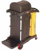 Rubbermaid Black, Microfiber Janitor Cart, Overall Length 48 1/4 in, Overall Width 22 in - FG9T7500BLA