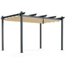 10 X 13 Feet Outdoor Aluminum Retractable Pergola Canopy Shelter-Beige