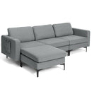 Modular 3-Seat L-Shaped Sectional Sofa With Reversible Chaise and 2 USB Ports-Dark Gray