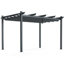10 X 13 Feet Outdoor Aluminum Retractable Pergola Canopy Shelter-Gray