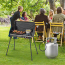 2-in-1 Gas Camping Grill and Stove With Detachable Legs-Black
