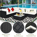 7-Piece Outdoor Sectional Wicker Patio Sofa Set With Tempered Glass Top-Beige