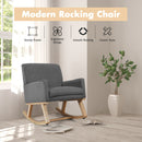 Upholstered Rocking Chair With and Solid Wood Base-Gray