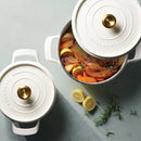 Cast Iron Covered Casserole Set - White