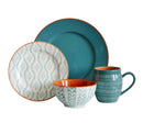 Baum Bros 16pc Stoneware Tangiers Dinnerware Set Turquoise