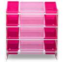 Kids Toy Storage Organizer with 12 Plastic Bins - White/Pink