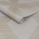 Zen Geometric Double Roll 33' L x 21" W in Neutral/Gold