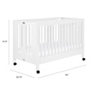Maki Full-Size Folding Crib with Toddler Rail - White