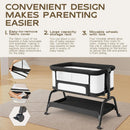 3 in 1 Bassinet Bedside Sleeper, Black